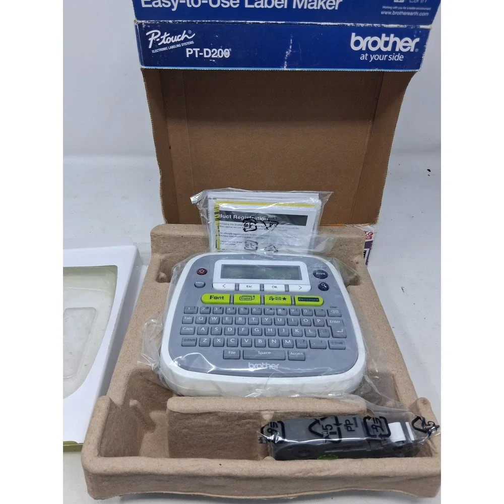 Brother P-Touch PT-D200 Electronic Labeling System Gray White TZe Tape Printer K